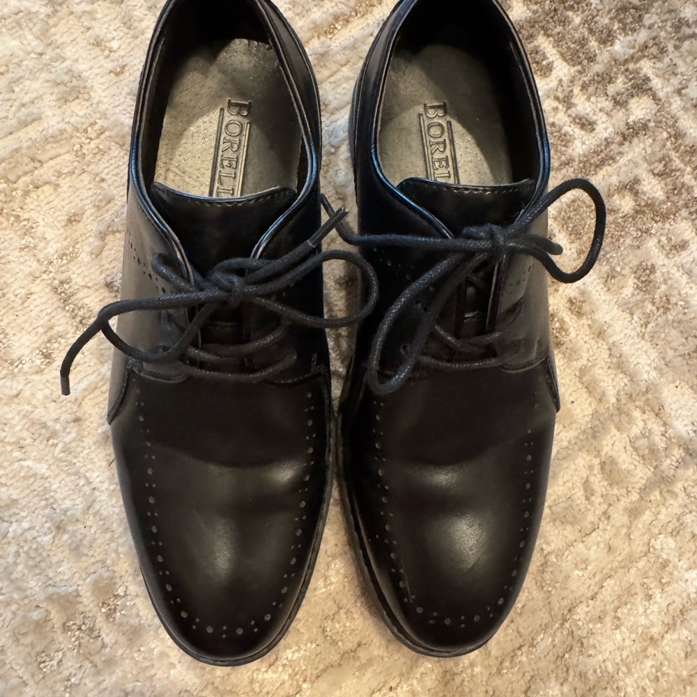 Boys Borelli Black Leather Dress Shoes Size 3